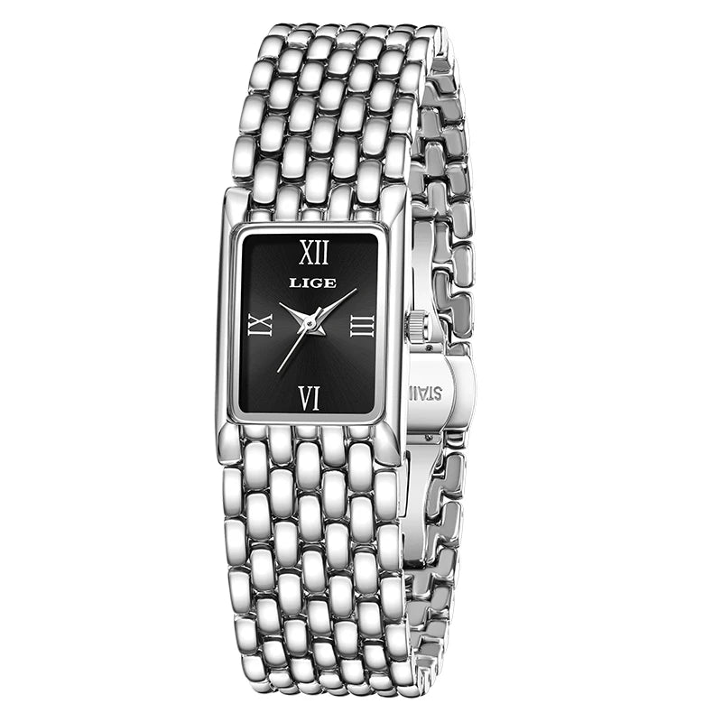 LIGE new 2025 women's watch quartz stainless steel strap women watches luxury casual waterproof retro fashion ladies watch reloj