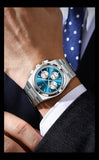 POEDAGAR Luxury Man Quartz Watch Waterproof Luminous Date Chronograph Watches For Men Stainless Steel Fashion Men's Watch Reloj