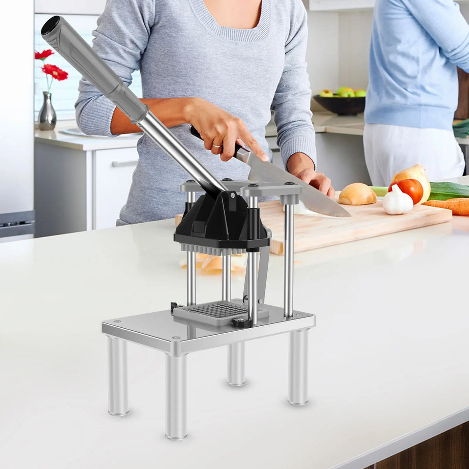 Commercial Vegetable Fruit Chopper French Fry Cutter with 2 Replacement Blades Stainless Steel Vegetable Chopper Dicer Heavy