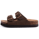 Gacimy Women Fashion Thick Sole Leather Clogs Slippers Classic Women's Mules Cork Clogs Slipper Outdoor Deep Heels Shoes Sandal