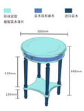 Solid Wood Sofa Side Table American Living Room round Desk European-Style Coffee Surface Casual Telephone Shelf for Entryway