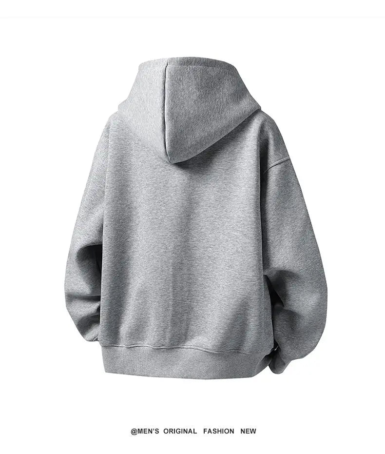American Retro Hoodie Sweatshirt Autumn Winter Men's Loose Casual Open Cardigan Jacket Comfortable Long Sleeve Zipper Pure Wear