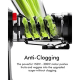 Cold Press Juicer with Dual Feed Chute – Juicer for Fruit & Vegetables, BPA-Free, Quiet Motor, Easy Cleaning, Anti-Clog System,
