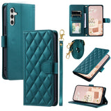 Crossbody Checkered Leather Wallet Case For Samsung Galaxy S24 Ultra S23 Plus S22 S21 FE A55 A25 A35 A15 Lanyard Flip Bag Cover