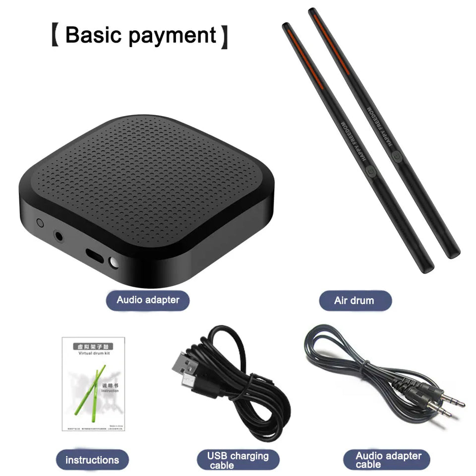 Electric Virtual Air Drum Set With Drumstick Pedal Somatosensory Virtual Reality Smart Wireless Electric Drum Musical Instrument