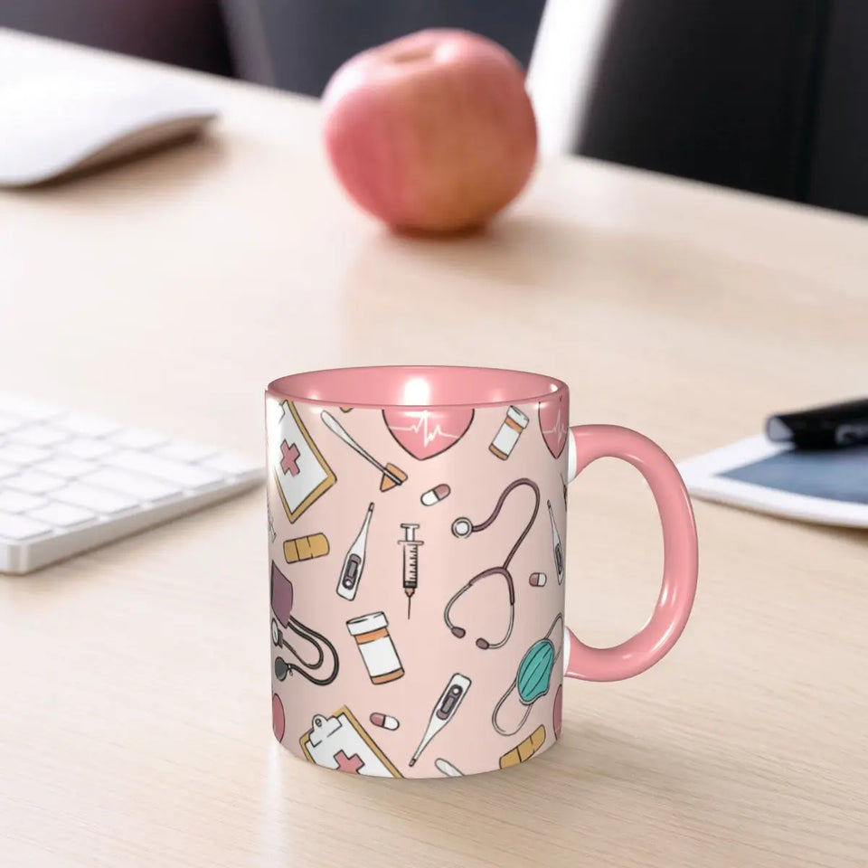 Pink Doctor Nurse Coffee Mugs DIY Customized Enfermera En Apuros Ceramic Milk Tea Mug Cup