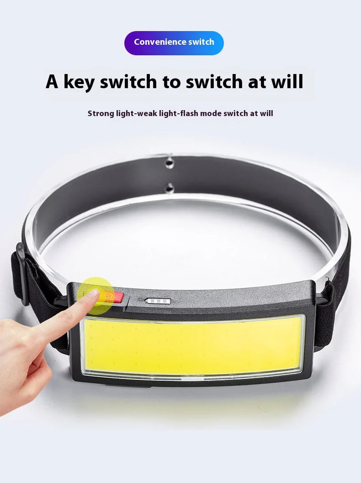 COB LED Super Bright Headlamp Rechargeable 180° Head Lamp Flashlight Outdoor Waterproof Running Fishing Camping Hiking Headlight