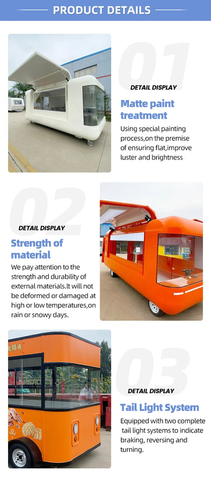 Standard Vending Food Kiosk Truck Outdoor Mobile Fast Food Carts Kiosk Popsicle Ice Cream Vending Carts Hot Dog Food Trailer