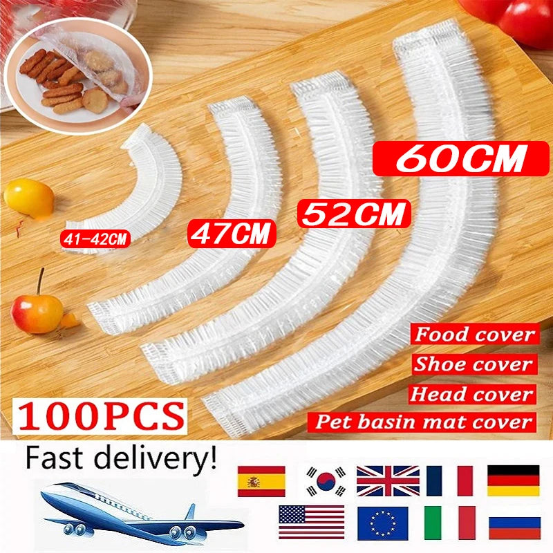 50 Pieces Disposable Food Cover Plastic Wrap Food Grade Fruit And Vegetable Plastic Bags Elastic Plastic Bags Kitchen Organizer