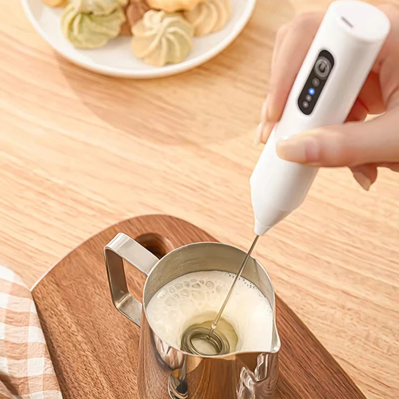 1 electric coffee frother, milk frother, egg beater, handheld 3-speed rechargeable cream maker, 3-speed kitchen mixer
