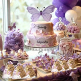36pcs, Butterfly Keychain Gift Set, 12pcs Acrylic Purple Keychains, 12pcs Brown Cards and 12pcs Organza Drawstring Bags, Gender