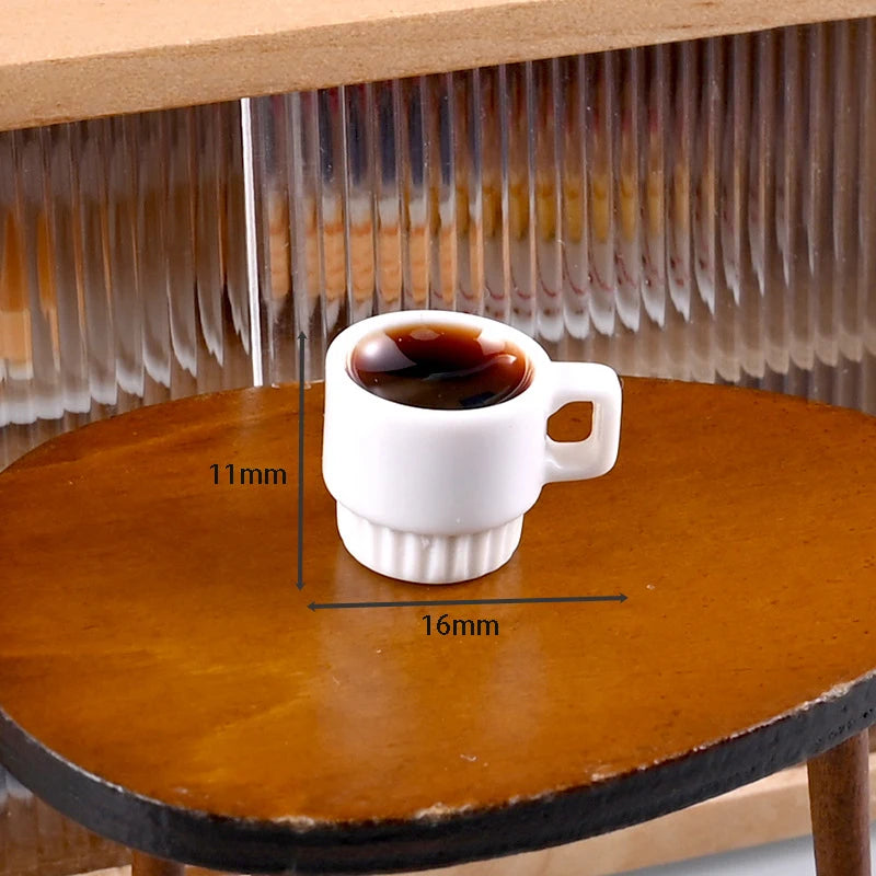 6pcs/ Set 1:12 Kitchen Toy Decoration Miniature Resin Coffee Cup Model Simulates Food And Beverage Home Tableware Decoration
