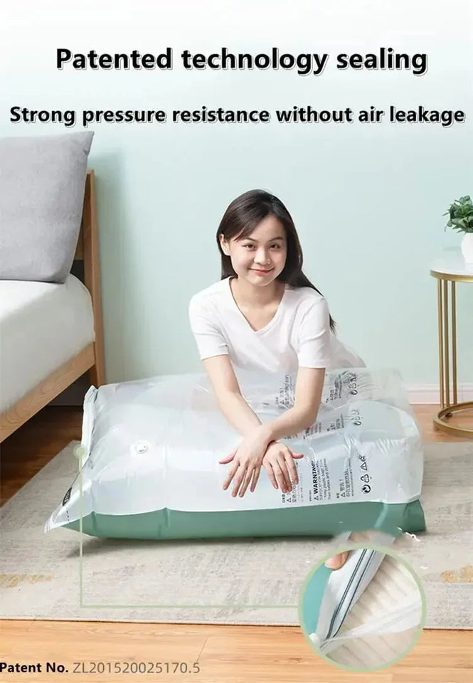 No Need Pump Vacuum Large Plastic Storage Bags Storing Clothes Blankets Reusable Compression Empty Bag Travel Accessories