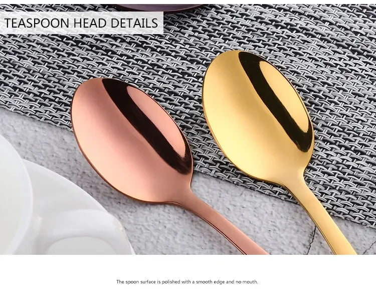 8 Colors Tea Spoons Stainless Steel Coffee Spoon High Quality Dessert Cake Fruit Spoons Gold Small Snack Scoop Dinnerware Tools