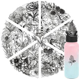 50pcs Black And White Vintage Retro Flower Plant Stickers Decals Laptop Scrapbooking Journal Planner Card Making PET Stickers﻿