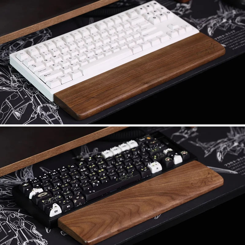 CHOSFOX Wooden Keyboard Wrist Rest Walnut Mouse Pad Solid Mouse Pad Wrist Support Anti-Slip Base Mechanical Keyboard Wrist Rest