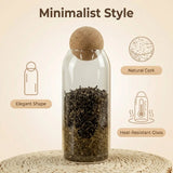 Four size spherical cork transparent glass sealed cans, suitable for storing coffee beans/tea leaves and kitchen storage