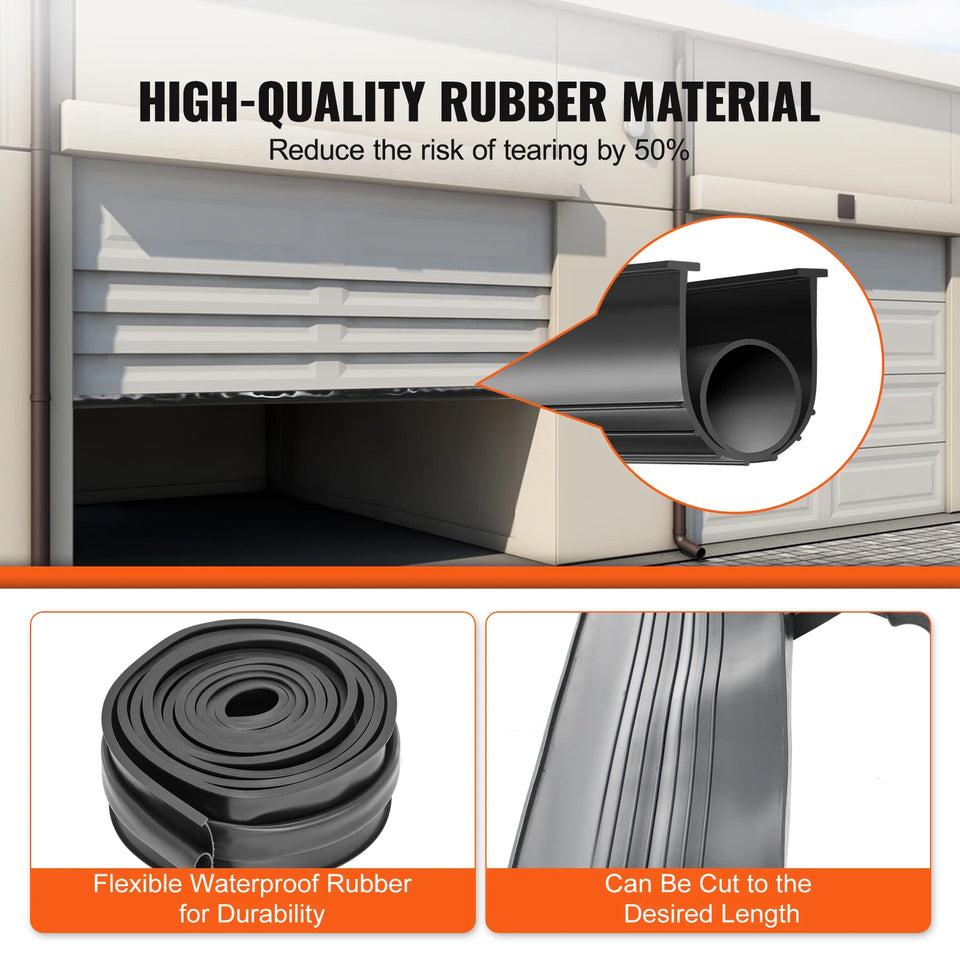 SucceBuy 3m 4.8m 6m Garage Door Seals Bottom Rubber U Shape +O Ring Garage Door Weather Stripping Universal Weatherproof Rubber