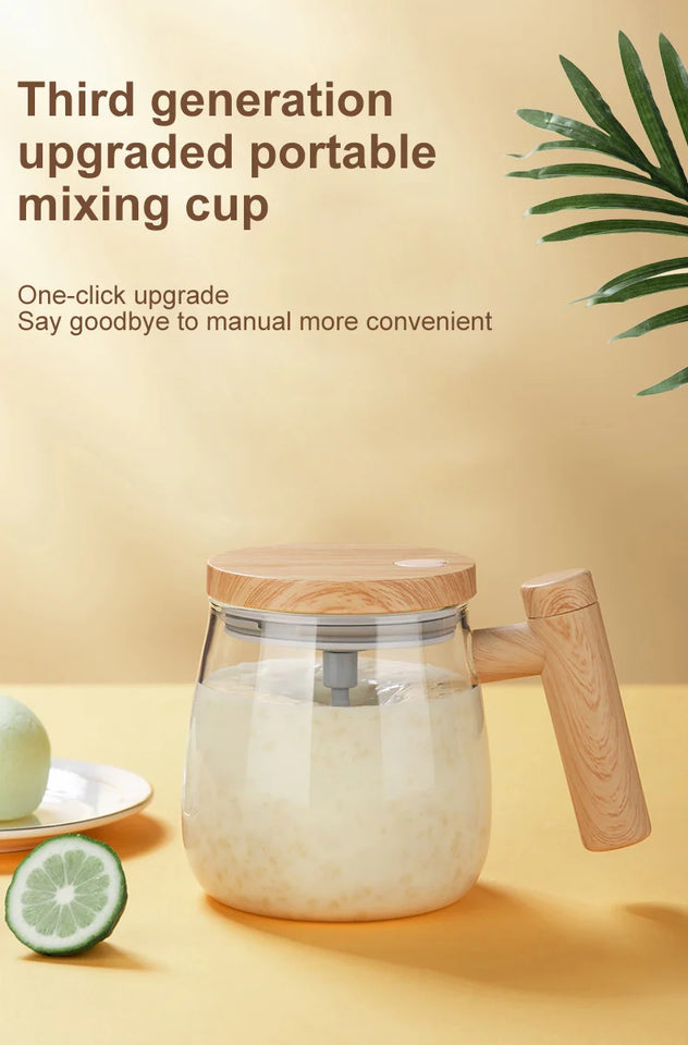 400ML Electric Blender Mixer Pot Portable Self Stirring Glass Coffee Cup Mugs Kitchen Tools for Milk Latte Coffee Drinks Mixing