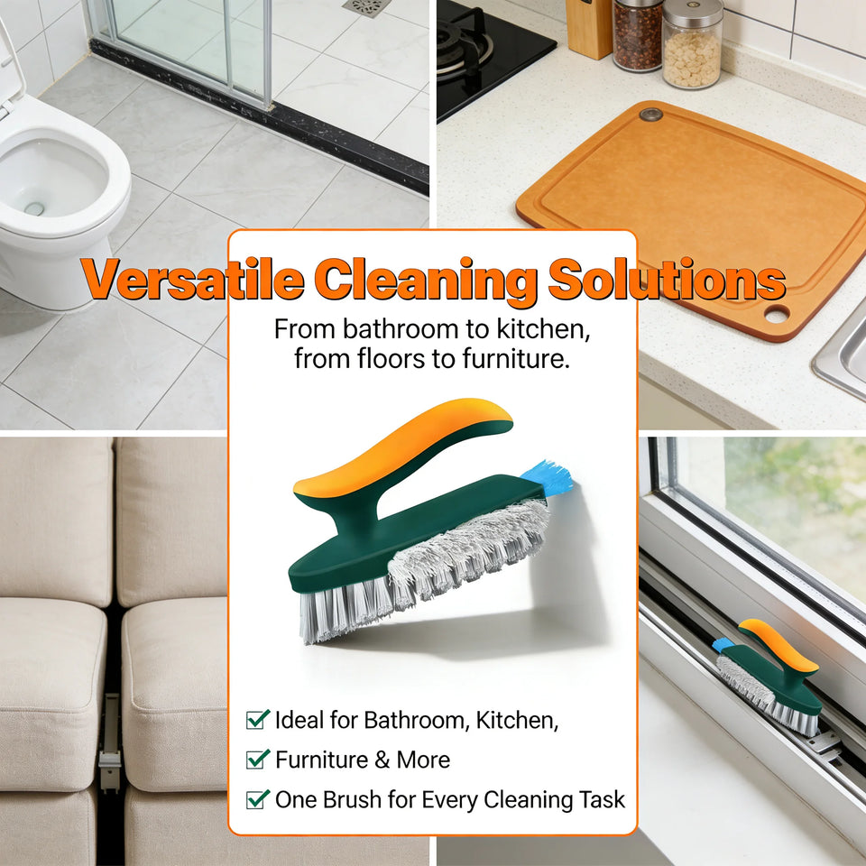 3-In-1 Multi-Function Cleaning Brush Hard Bristle Scrub Brush With Gap Brush T-Handle Grout Cleaner For Bathroom Kitchen Window