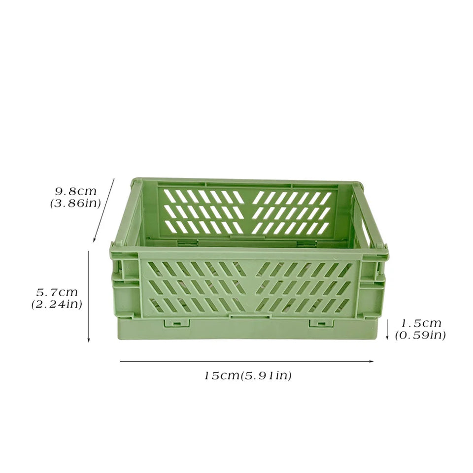 1 Pc Mini Foldable Desk Organizer Box Plastic Space-Saving Design Stationery Storage Basket for Tidy Student Workspaces