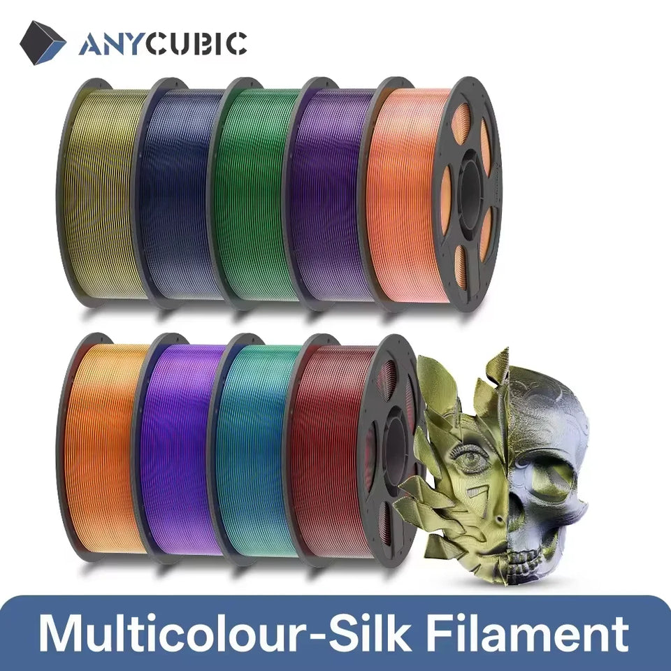 ANYCUBIC Dual-Color Silk Filament Silk Texture FDM 3D Printer PLA Filament Shine Bright Multicolor Silk 3D Printing Material
