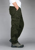Camping Hiking Pants Men Cargo   Cotton Overalls Straight  Trousers Multi-Pocket Baggy  Slacks Pants