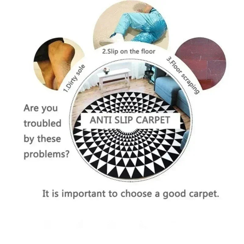 1pc Modern 3D Illusion Checkered Round Area Rug Washable NonSlip Floor Mat for Entryway and Bedroom Living Room Coffee Table Rug