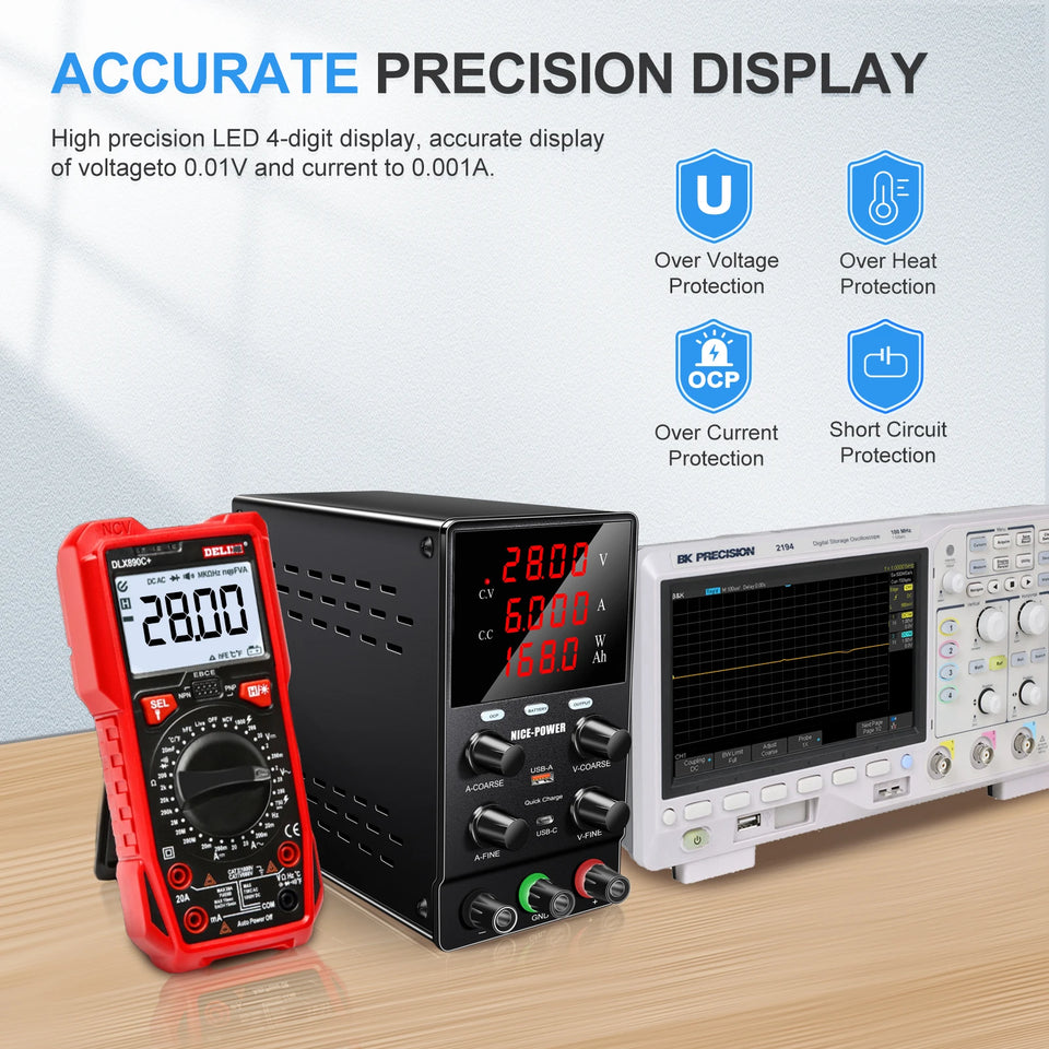 NICE-POWER Bench Lab DC Power Supply Adjustable 30V 60V Laboratory OCP OUTPUT 10A Charging of Lithium Iron Phosphate Batteries