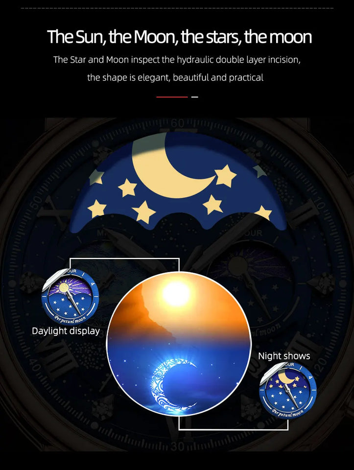 CHENXI Watches Luxury Men Waterproof Star Luminous Watch For Man High Quality Quartz Chronograph Leather Wristwatches Clock Male
