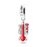 Red Series 925 Sterling Silver Koi Firecracker Dragon Heart Mushroom Coffee Machine Charm Fit DIY Bracelet Necklace Niche Gifts