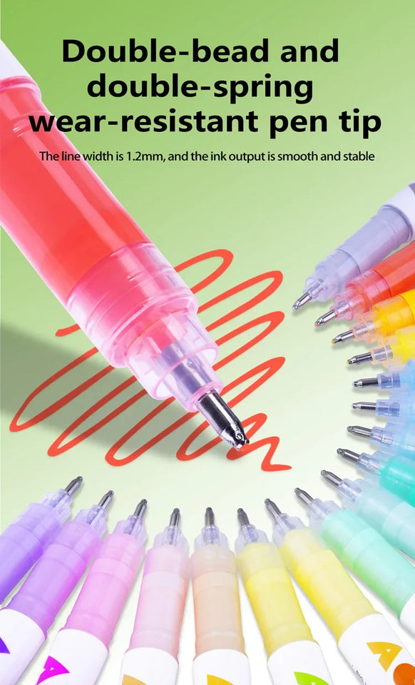 GuangNa 12 Colors/box Direct Liquid Hardhead High-gloss Acrylic Marker, for Student Notebook Writing, DIY Painting Graffiti