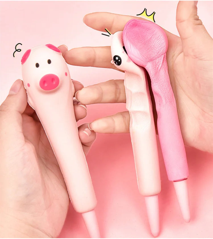 New Squishy Antistress Toys Ice Cream Hot Dog Dinosaur Slow Rising Pen Soft Squeeze Pen Stress Relief Toy Christmas Gifts