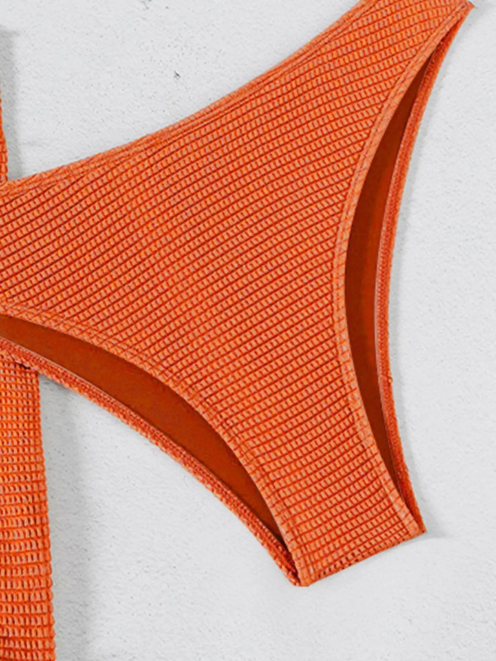 Sexy Bandeau Bikini Women Coffee Metal Water Droplet Ornament Push Up Mesh Skirt 3 Piece Swimsuit Beach Bathing Suit Swimwear