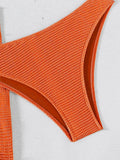Sexy Bandeau Bikini Women Coffee Metal Water Droplet Ornament Push Up Mesh Skirt 3 Piece Swimsuit Beach Bathing Suit Swimwear