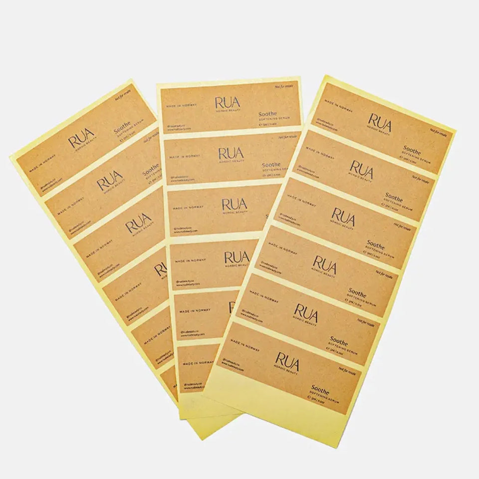 Kraft Paper Rectangular Self-Adhesive Packaging Stickers Customized Logo for Small Businesses - Plain Brown Labels