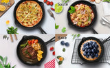 3-Piece Cast Iron Skillet Set (6/8/10 Inch) - Pre-Seasoned, Non-Stick, Heavy-Duty Pans for Oven, Grill & Campfire Cooking