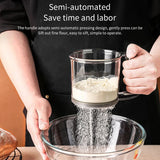HOMEFISH Kitchen Baking Cake Flour Sieve 40 Mesh Semi-automatic Filter Sieve Flour Sieve With Capacity Scale