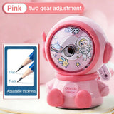 Cartoon Astronaut Pencil Sharpener Student Pencil Sharpener Hand Crank Manual Sharpener Adjustable Thickness Cute Pencil Cutter