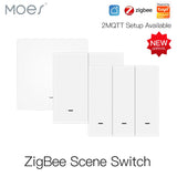 MOES Tuya ZigBee Wireless 9 Scene Switch Push Button Battery Powered Transmitter Smart Life App Automation 1/2/3 Gang