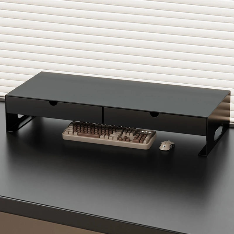 Carbon Steel Monitor Stand with Drawer Desktop Riser Shelf for Computer Office Desk Organizer Ergonomic Workspace Solution