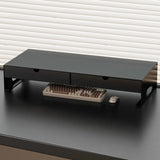 Carbon Steel Monitor Stand with Drawer Desktop Riser Shelf for Computer Office Desk Organizer Ergonomic Workspace Solution