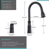 Matte Black Kitchen Sink Faucet with Pull Down Sprayer 1 Handle 2 Hole Mixer Tap Hot and Cold Taps