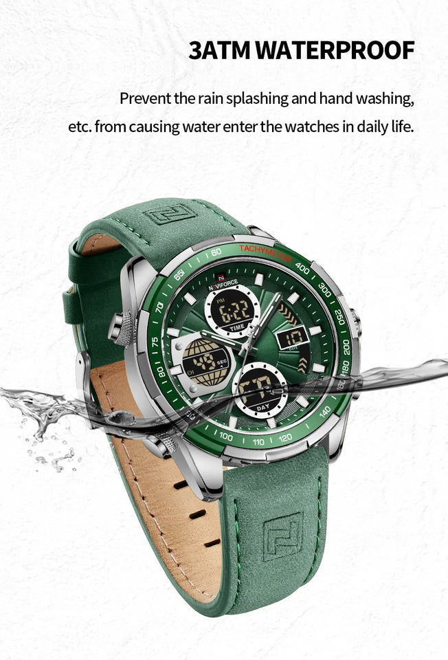 NAVIFORCE Top Military Quartz Watches for Men Luxury Sports Chronograph Watch Waterproof Clock Leather LED Digital WristWatch