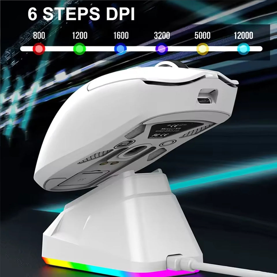 2026 NEW Gaming Mouse 3-Speed DPI Esports Wireless Ergonomic Design Gaming 2-mode Connection Magnetic Charging Dock RGB Lighting