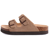 Gacimy Women Fashion Thick Sole Leather Clogs Slippers Classic Women's Mules Cork Clogs Slipper Outdoor Deep Heels Shoes Sandal