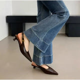Summer Pointed Toe Women Sandals Fashion Singbacks Mules ShoesLadies Elegant Low Heel Stripper Party Sandalias Tacones Bajos