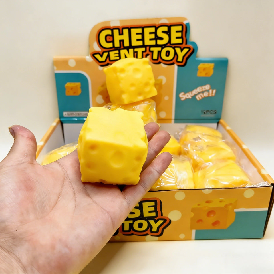 Soft Cheese Cube Squishy Toy - Simulation Squeeze Stress Relief Sensory Fidget Toy for Adults Focus Training Anxiety Relief Gift