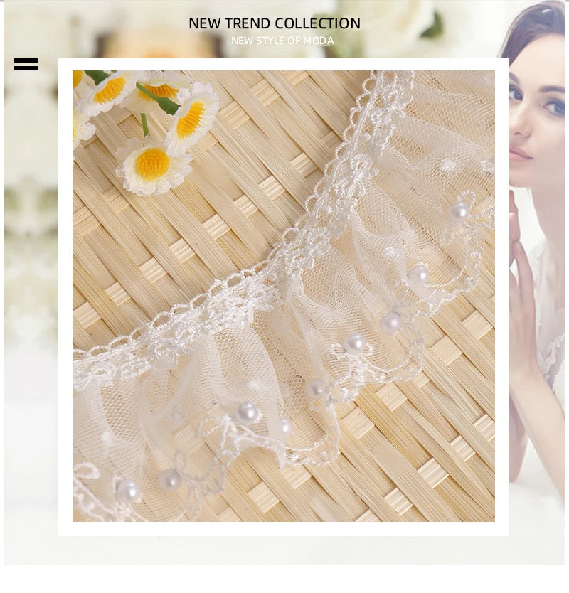 6CM Wide Modern Pleated Mesh Yarn Lace Trim Ribbon Dress Hair Accessories Boots Bag Pet DIY Crafts Supplies Decoration Fabric