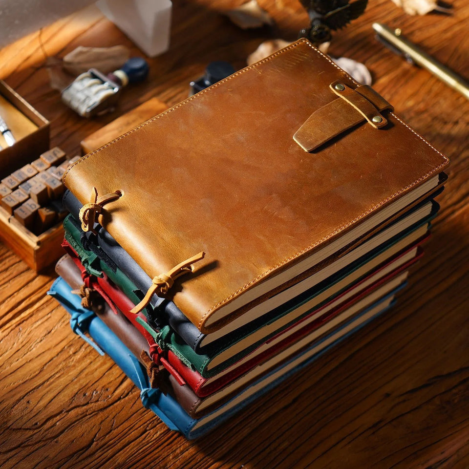 Genuine Leather Sketchbook Retro Painting Notebook Boy"s Girl Student Leather Binding Notebook Classic Handmade Notepad